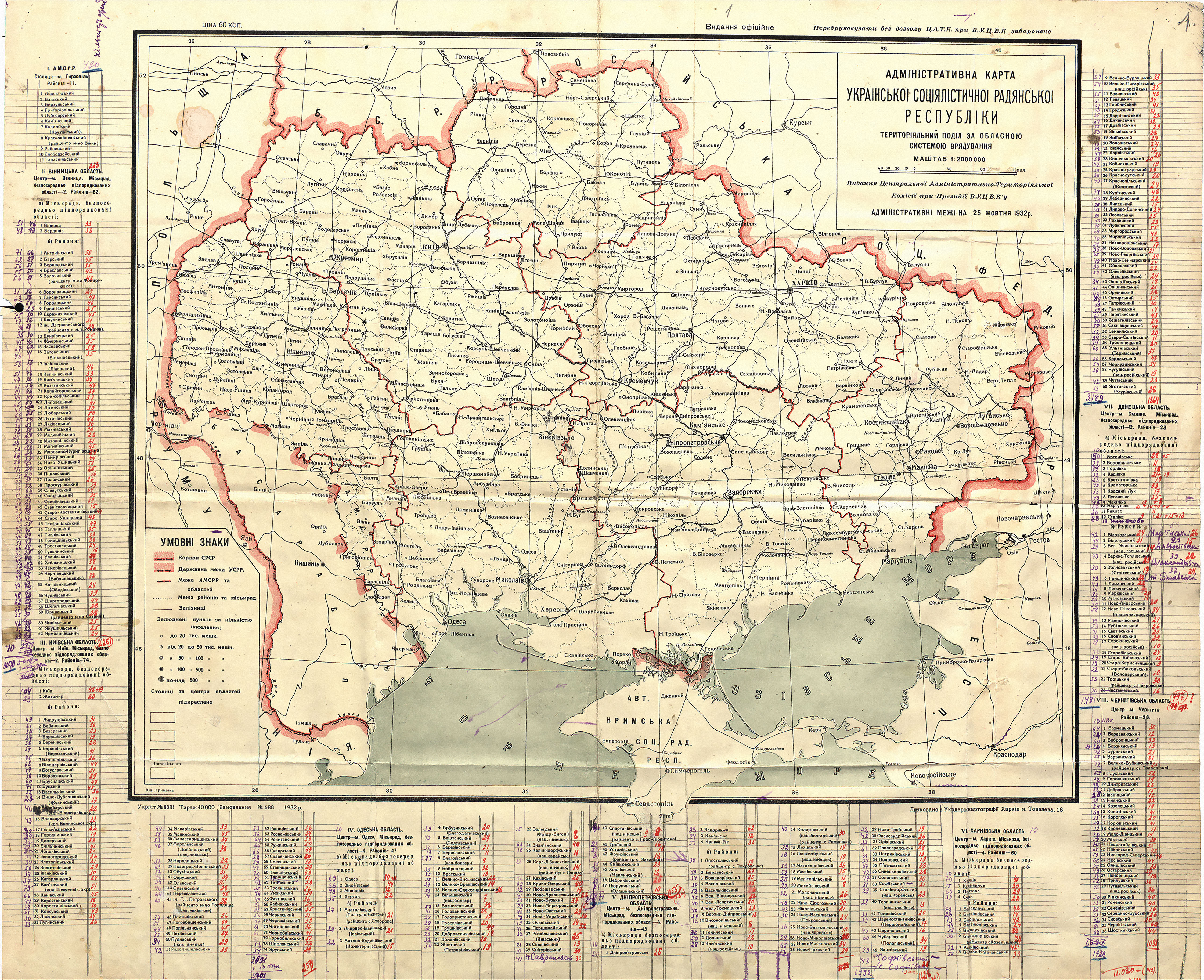 Administrative map of the Ukrainian SRR 1932, October